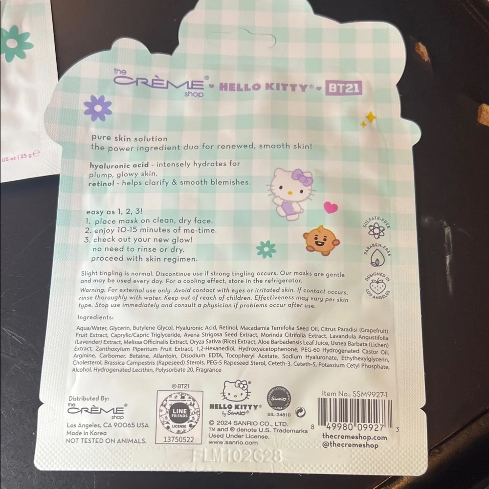Hello Kitty x BT21 Kids Hydrating Sheet Mask Pack — Purple Accent